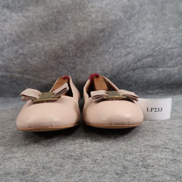 Bruno Magli Shoes Womens 39.5 Ballet Flats Leather Mina Bow Classic Career Beige - Picture 3 of 15